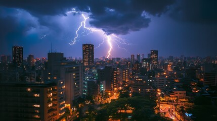 Obraz premium 雷の日の街並み06