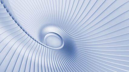 Naklejka premium Abstract silver blue background, 3d wavy stripes pattern, interesting spiral architectural minimal wallpaper.
