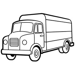Fototapeta premium retro lorry outline coloring book page line art drawing