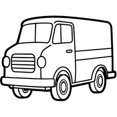 Obraz premium retro lorry outline coloring book page line art drawing
