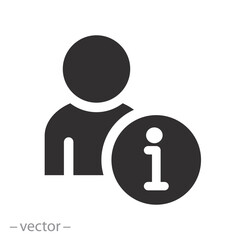 profile info icon, user information vector, person data, flat sumbol