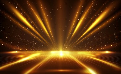 Obraz premium Abstract golden light rays on a dark background