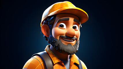3D Cartoon-Style Gold Miner Character in a Vibrant Mine Setting