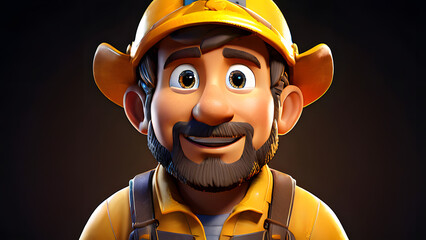 3D Cartoon-Style Gold Miner Character in a Vibrant Mine Setting
