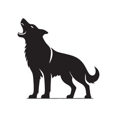 Simplified barking dog silhouette for versatile projects - Barking dog black vector
