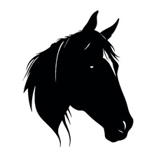 a horse face vector silhouette, black color silhouette white background