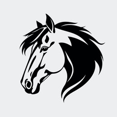 a horse face vector silhouette, black color silhouette white background