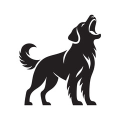 Modern take on barking dog silhouette for designs - Barking dog illustration - minimallest barking dog vector
