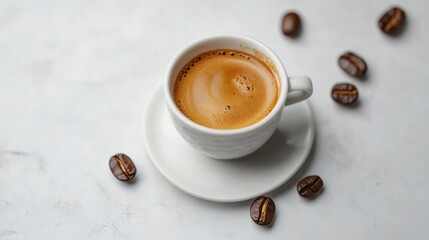 Freshly brew coffee served on cup and saucer