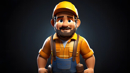 3D Cartoon-Style Gold Miner Character in a Vibrant Mine Setting
