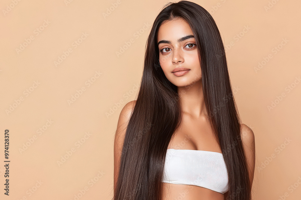 Poster Young beautiful indian woman with long hair