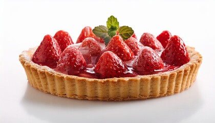 France Food, Tarte aux Fraises on white background isolated.