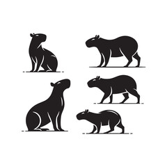 Unique capybara silhouette for digital artwork - Capybara black vector
