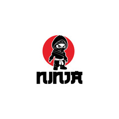 creative cartoon logo ninja kids vector illustration
