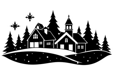 Winter Village Icon Silhouette Perfect for Winter Illustration Designs