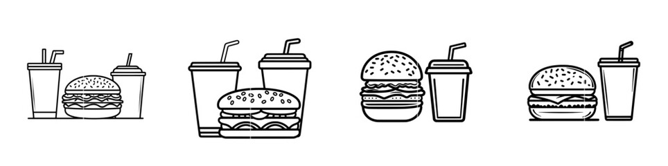 The fast food icon is designed in a line style.