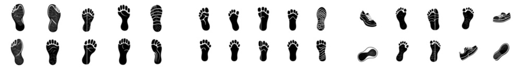 Modern graphic illustration set of footprint and shoe prints. Suitable for website design, logo, app, template, or UI.