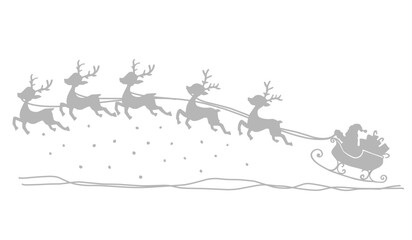  Santa claus and deers. Santa Claus in Sleigh with reindeer silhouette