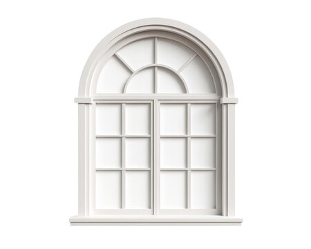 Elegant arched window design with a white frame, perfect for interior or architectural photography, showcasing modern aesthetics.