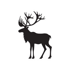 Artistic caribou silhouette for various creative applications - Caribou black vector
