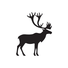Simplified caribou silhouette for artistic expression - Caribou illustration - minimallest caribou vector

