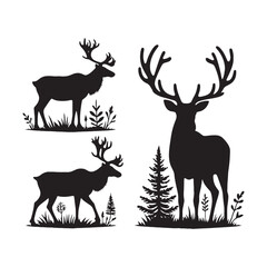 Elegant design featuring caribou silhouette for digital artwork - Caribou illustration - minimallest caribou vector
