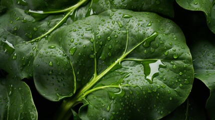 Pile of fresh collard green with glistening droplets of water. Advertising photography. Neural network ai generated art