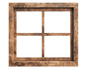 Rustic wooden frame with four panes, ideal for displaying cherished memories or artistic designs.