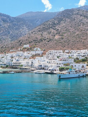 Fototapeta premium Panoramic view to Kamares village and port at Sifnos island, Cyclades, Greece