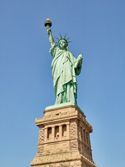 Obraz premium The Statue of Liberty Enlightening the World. Usa National Monument. Recognized as a universal symbol of freedom and democracy. National Park Service.