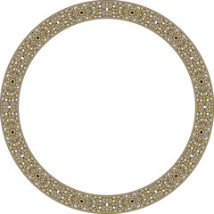 Vector gold and black round Yakut ornament. Endless circle, border, frame of the northern peoples of the Far East.