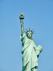 Fototapeta premium The Statue of Liberty Enlightening the World. Usa National Monument. Recognized as a universal symbol of freedom and democracy. National Park Service.