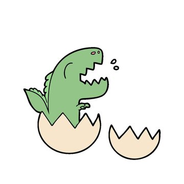 cartoon dinosaur hatching from egg