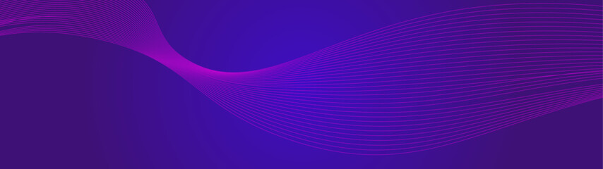 abstract blue line wave background with glowing wave. Shiny moving lines design element. Modern purple blue gradient flowing wave lines. Futuristic technology concept, science, music. Vector illustrat
