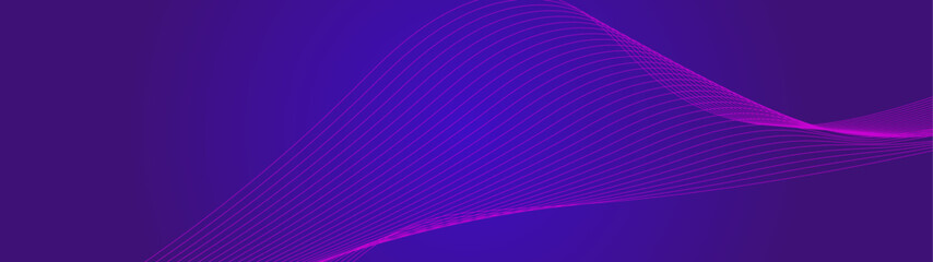 abstract blue line wave background with glowing wave. Shiny moving lines design element. Modern purple blue gradient flowing wave lines. Futuristic technology concept, science, music. Vector illustrat