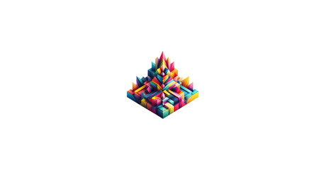 Obraz premium Vibrant Colorful Geometric Shapes Abstract 3D Pyramids Design | Modern Art Background