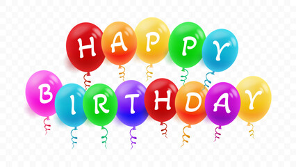 Colorful 3D Helium Balloons for Birthday and Anniversary Celebrations | Realistic Vector Illustration.