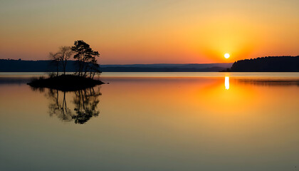 Fototapeta premium sunset on the lake