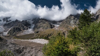 Landscape in the mountains Alps and Monte Rosa glaciers