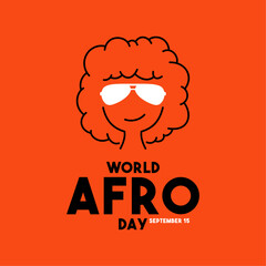 World Afro Day. September 15. Orange background.