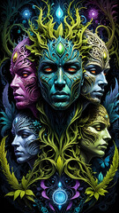 Abstraktion Geister der Natur und Gef&uuml;hle 9x16. Hintergrund f&uuml;r das Design 5.