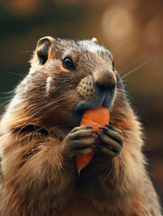 Hungry Marmot Munching on Carrot
