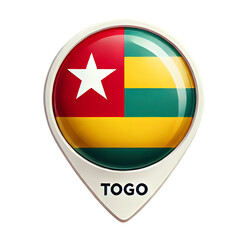 Fototapeta premium Location marker featuring Togo's national flag design