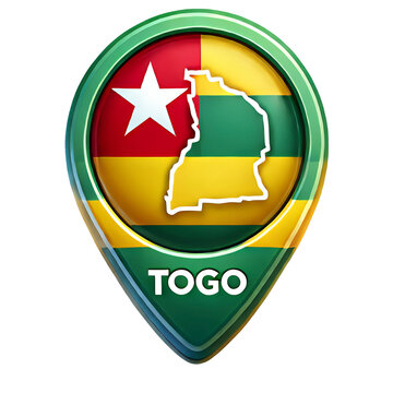 recommend clip art: Map marker icon representing Togo with national colors