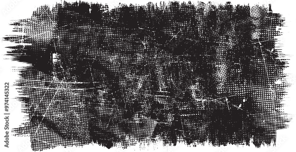 Fototapete grunge textured banner with rough edges. vector roller paint. overlay distress texture . simply plac