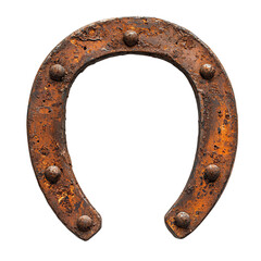 A rusted horseshoe, symbolizing good luck and tradition, perfect for decoration or rustic themes in photography.,trasparent background