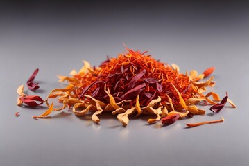 Many spicy saffron spice in the whole background 
