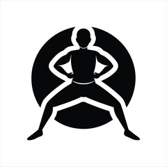 Silhouette of a man in yoga pose vector illustration.