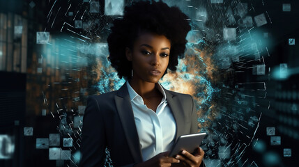 Naklejka premium 仮想空間ビジネス女性十三Generative AI