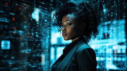 Obraz premium 仮想空間ビジネス女性十五Generative AI